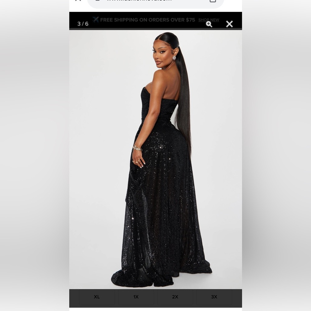 Black Sequin High-Low Dress